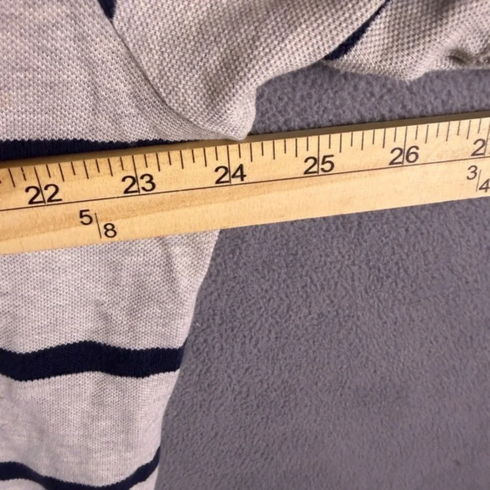 Vintage Polo Ralph Lauren Mens Polo‎ Shirt XL Gray & Navy Stripes Long Tail